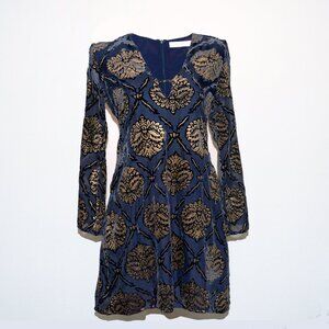 ASTR The Label Short Navy Grayish Blue Overlay V-Neck Shift Dress Sz XS